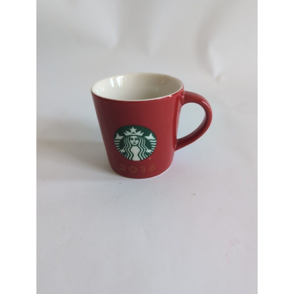 Starbucks 3 oz Espresso Mug Cup Ceramic Red Mermaid Logo 2016